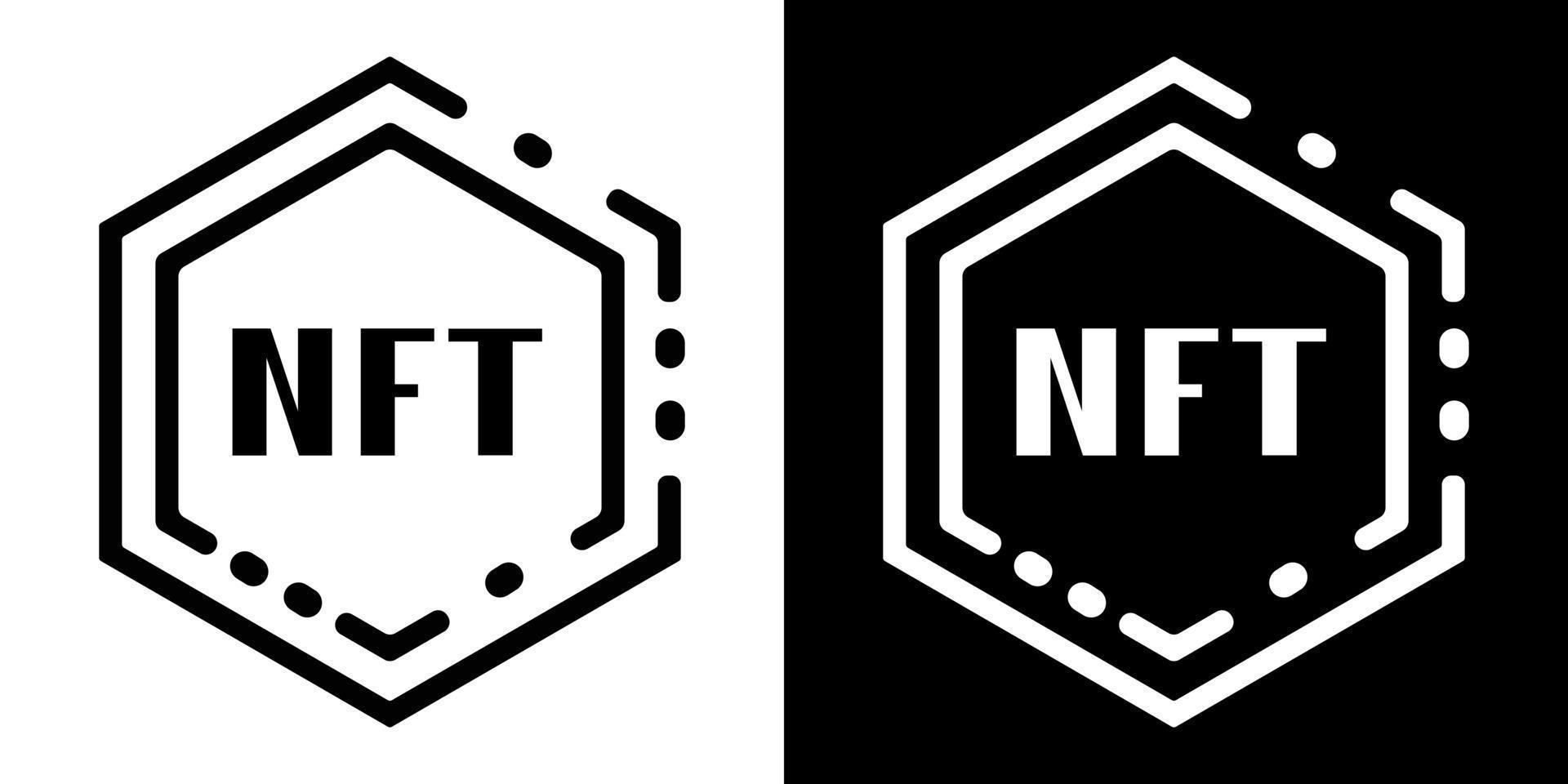 icône vectorielle de la technologie nft. lettres sur fond blanc et noir vecteur
