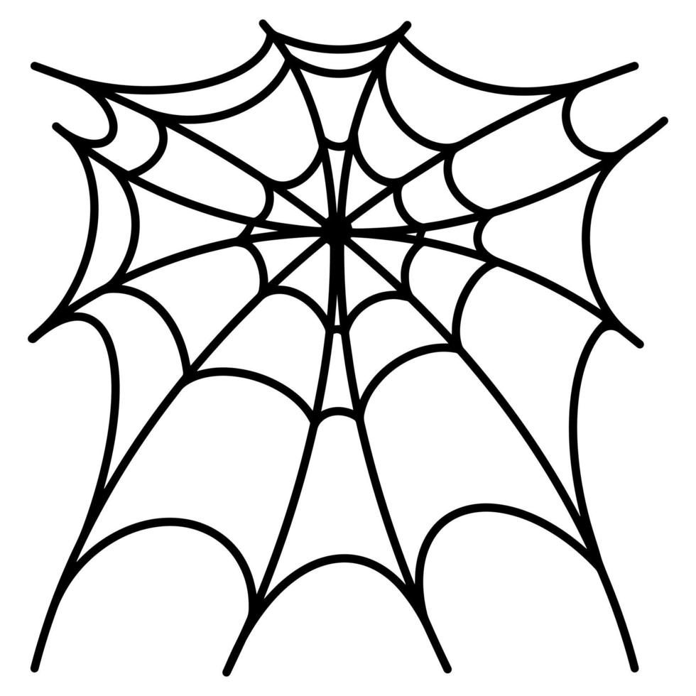 icône de toile d'araignée de vecteur. l'image isolée sur un fond blanc. fine toile d'araignée, dessin à main levée doodle noir vecteur