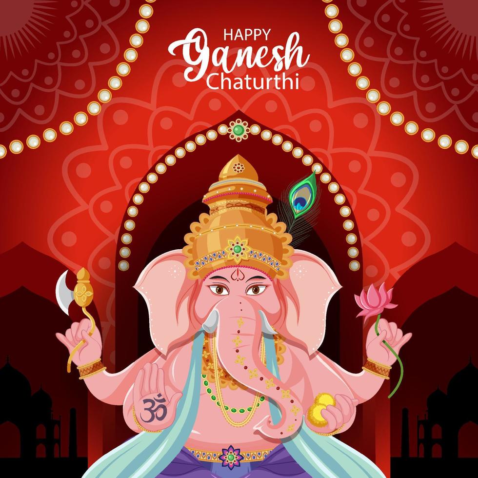 affiche de ganesh chaturthi heureux vecteur