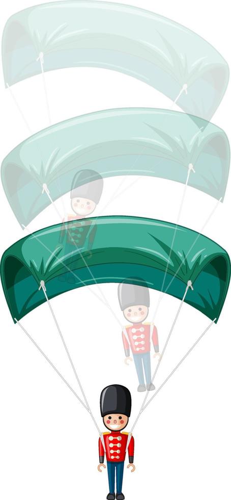 Un parachute jouet de l'armée sur fond blanc vecteur