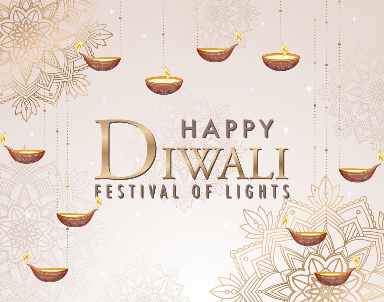 affiche du joyeux festival des lumières de diwali vecteur