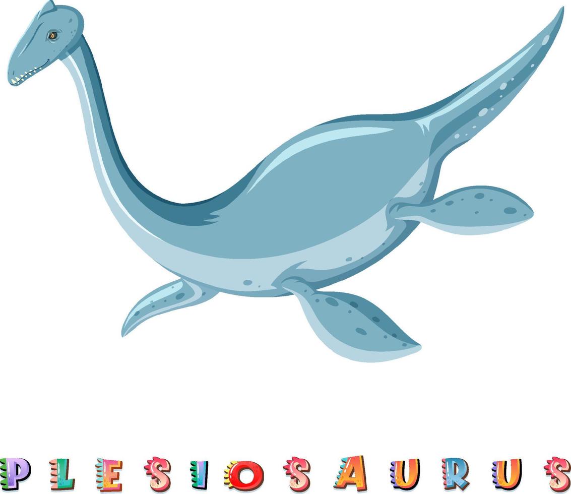 wordcard de dinosaure pour le plésiosaure vecteur