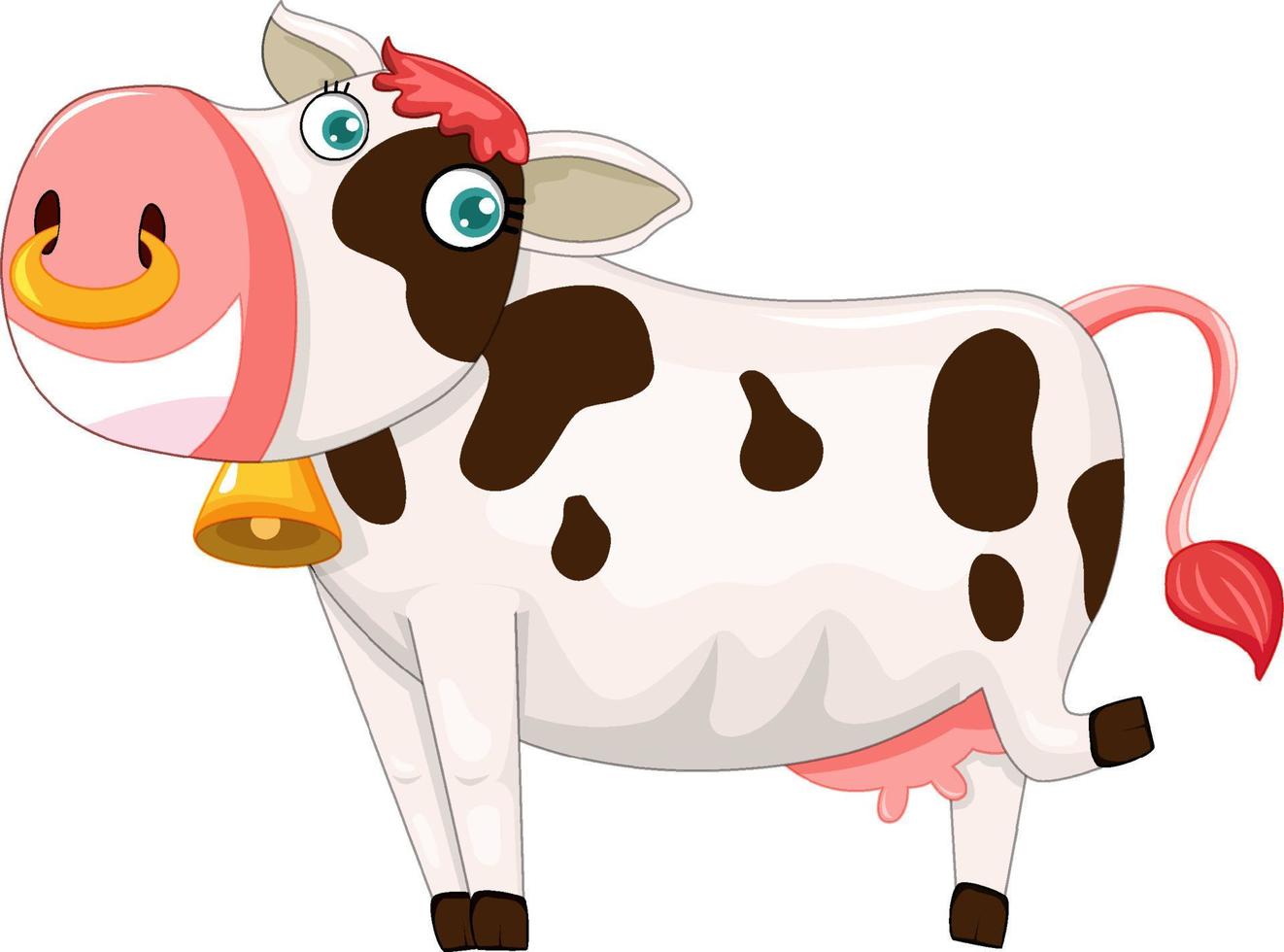 personnage de dessin animé de vache heureuse vecteur
