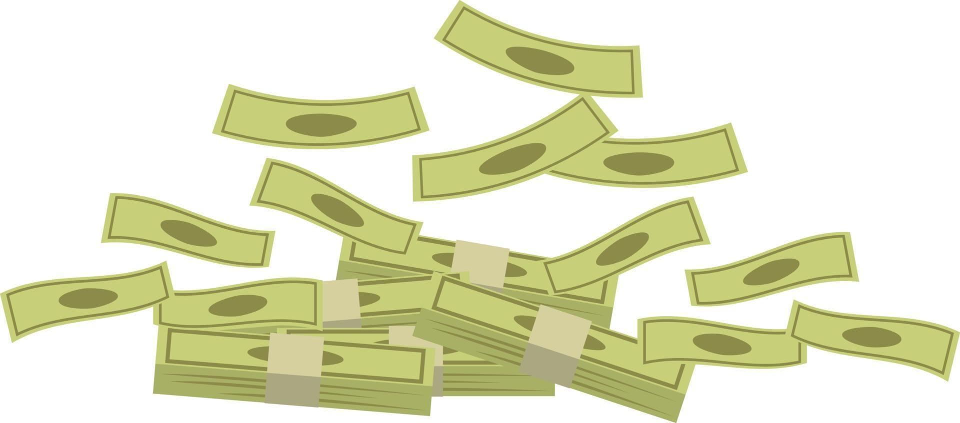 pile de billets d'argent en style cartoon vecteur