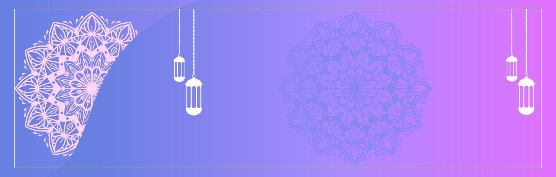 graphiques vectoriels de fond islamique avec des éléments ethniques de mandala arabe pour les bannières eid, ramadan kareem, muharram ou eid mubarak vecteur