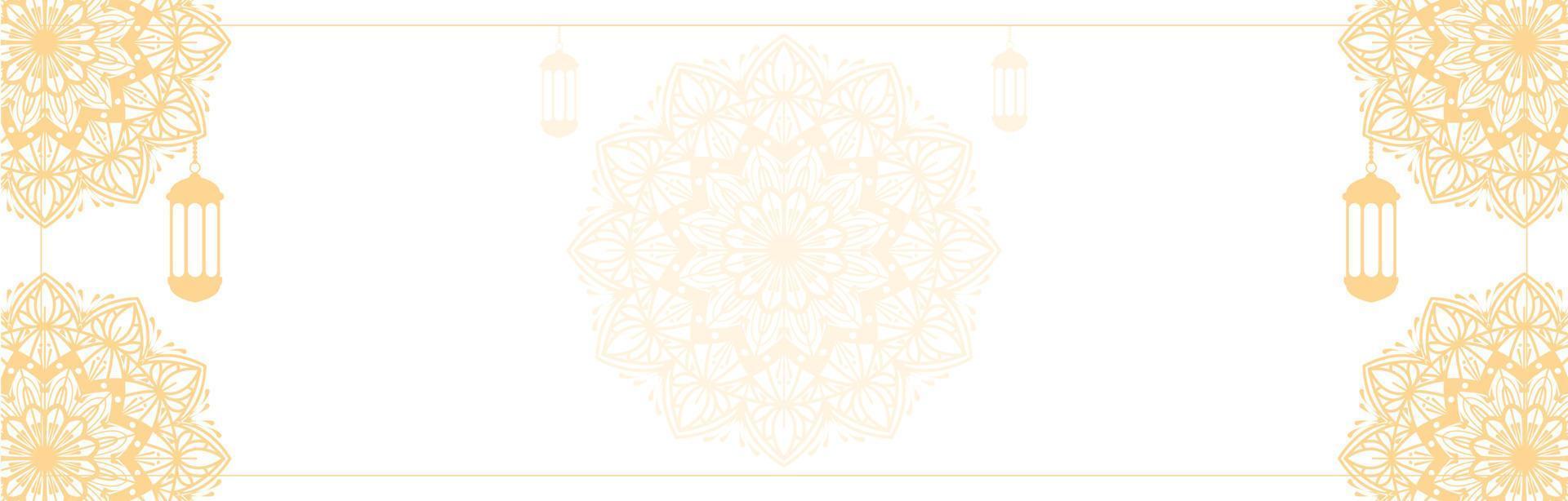 graphiques vectoriels de fond islamique avec des éléments ethniques de mandala arabe pour les bannières eid, ramadan kareem, muharram ou eid mubarak vecteur