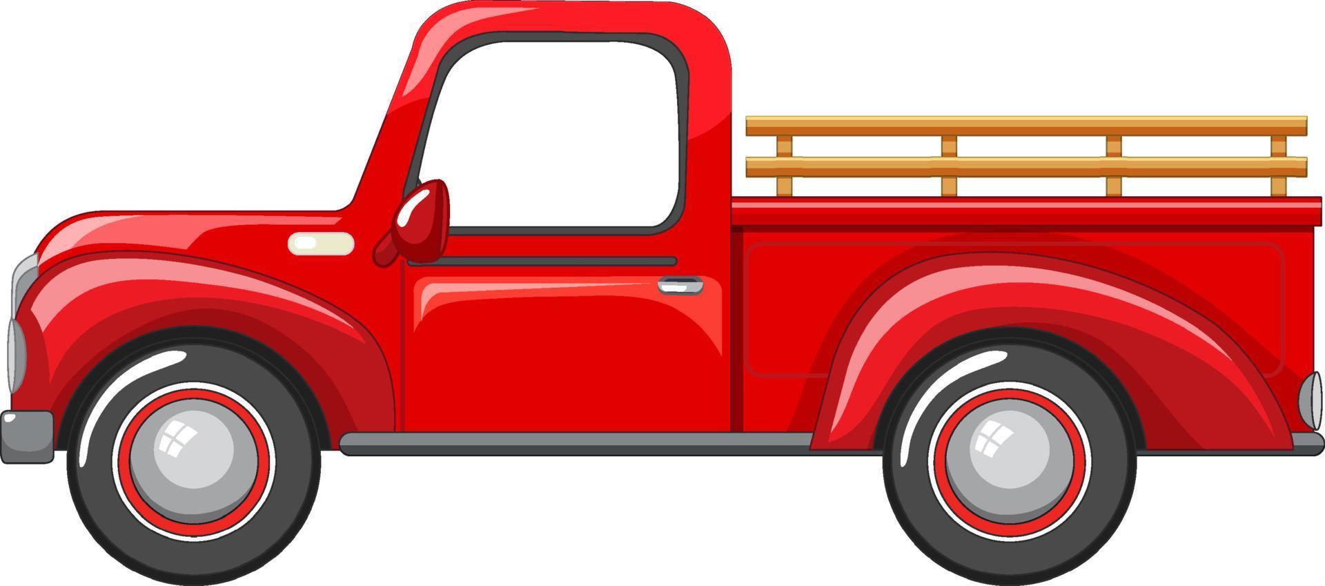 Vieux camion rouge sur fond blanc vecteur