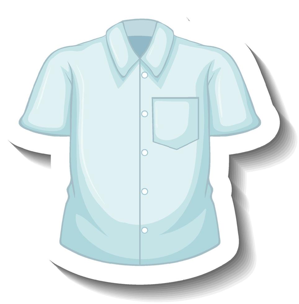 autocollant chemise bleu vif en style cartoon vecteur