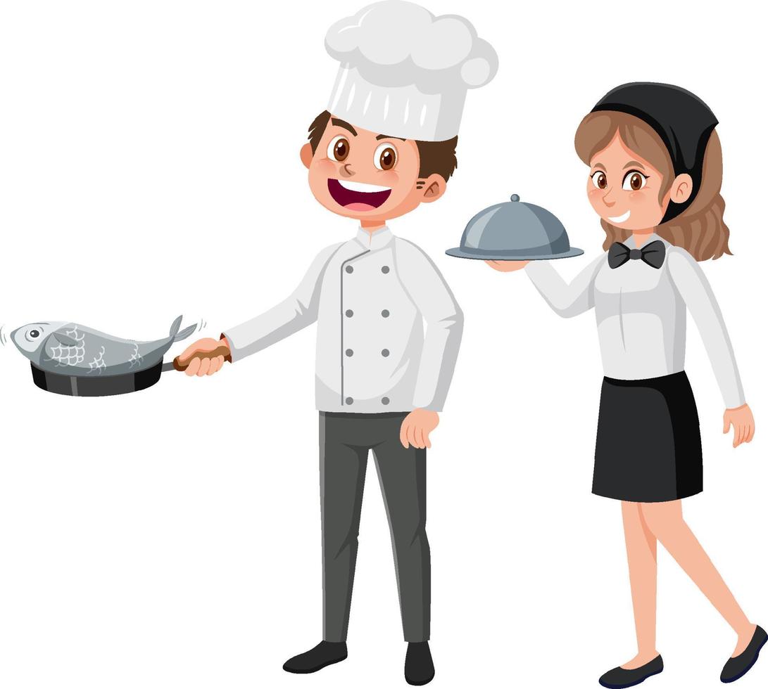 chef et serveuse en uniforme vecteur