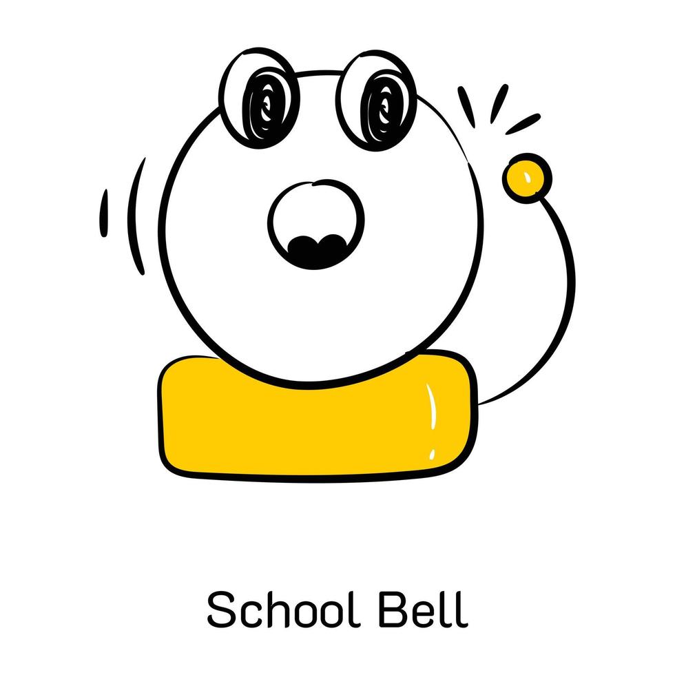 une jolie icône de cloche d'école dans le style doodle vecteur