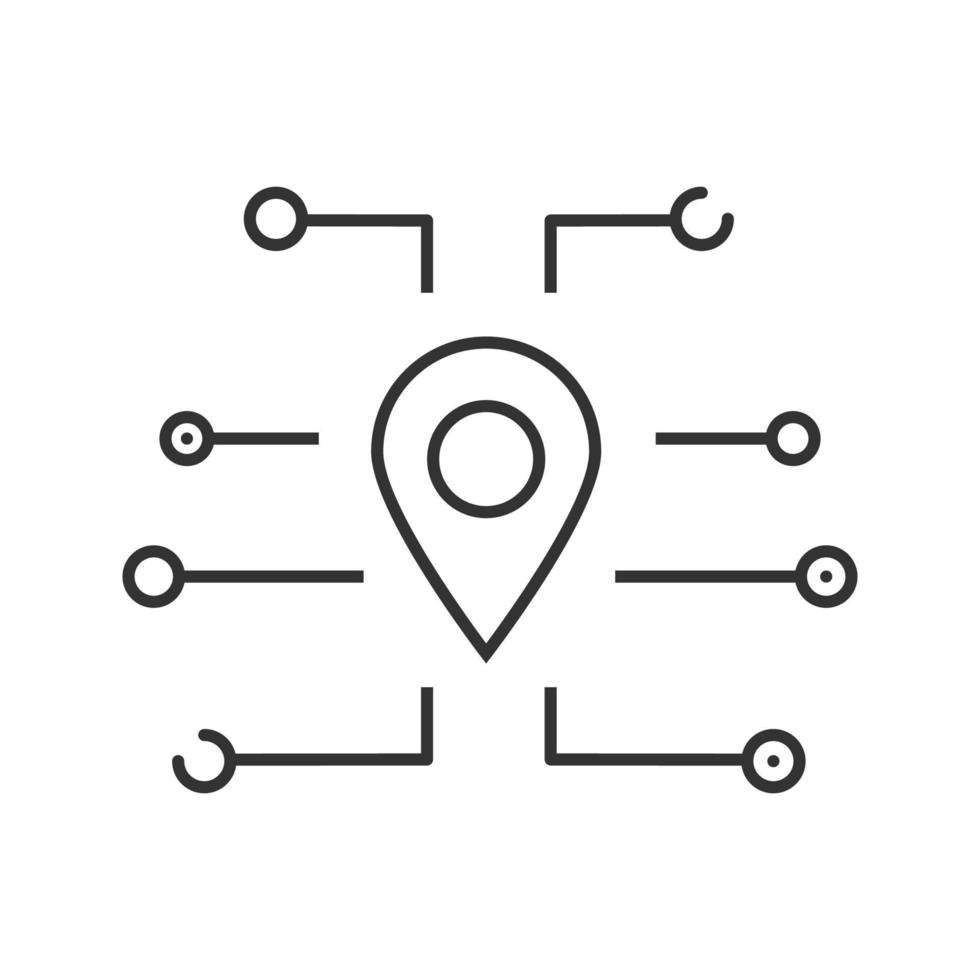 icône linéaire de navigation gps. illustration de la ligne mince. cartographie numérique. carte précise. symbole de contour. dessin de contour isolé de vecteur