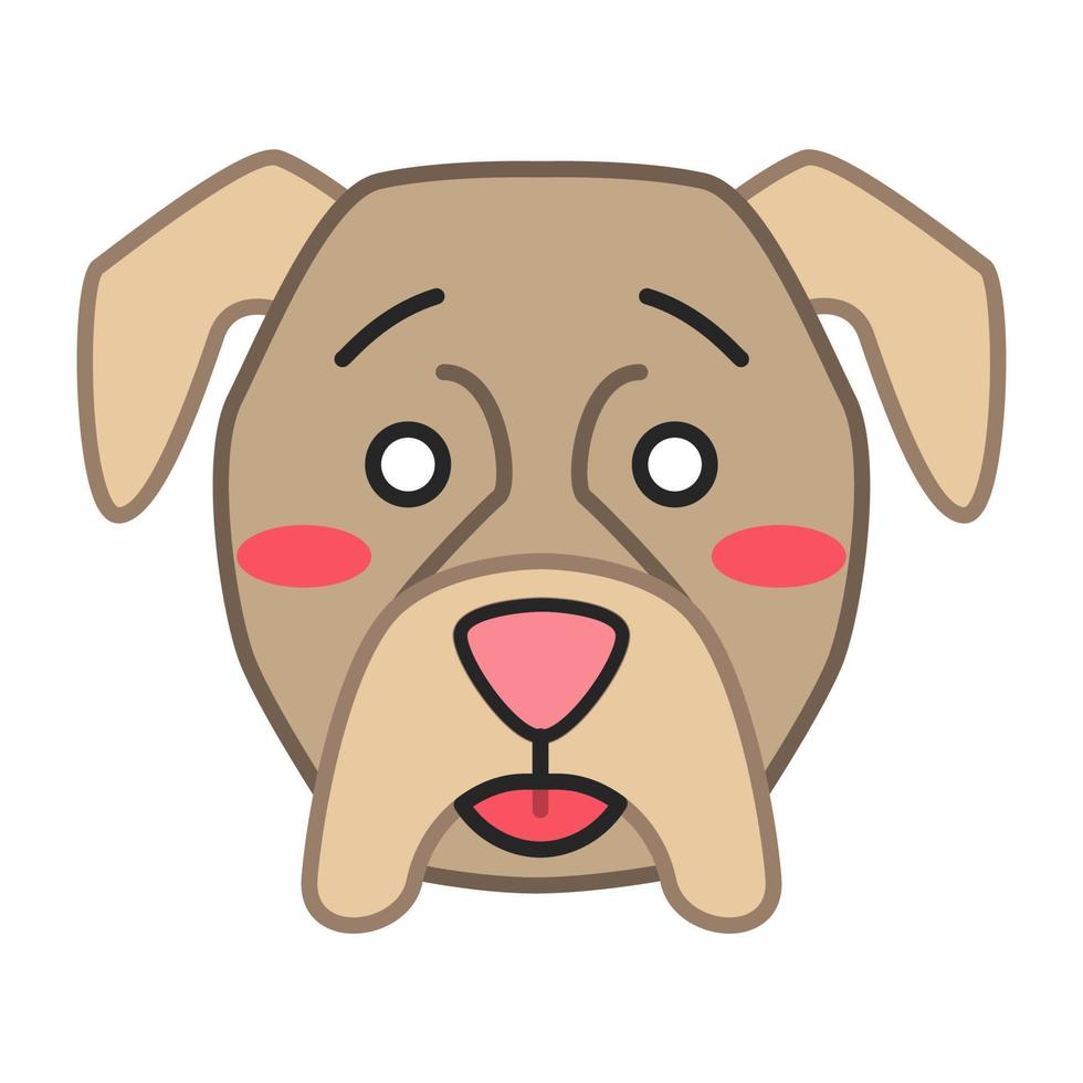 boxeur personnage vectoriel kawaii mignon. chien au museau étouffé. animal rincé avec la bouche ouverte. chien domestique embarrassé. emoji drôle, autocollant, émoticône. illustration de couleur de dessin animé isolé