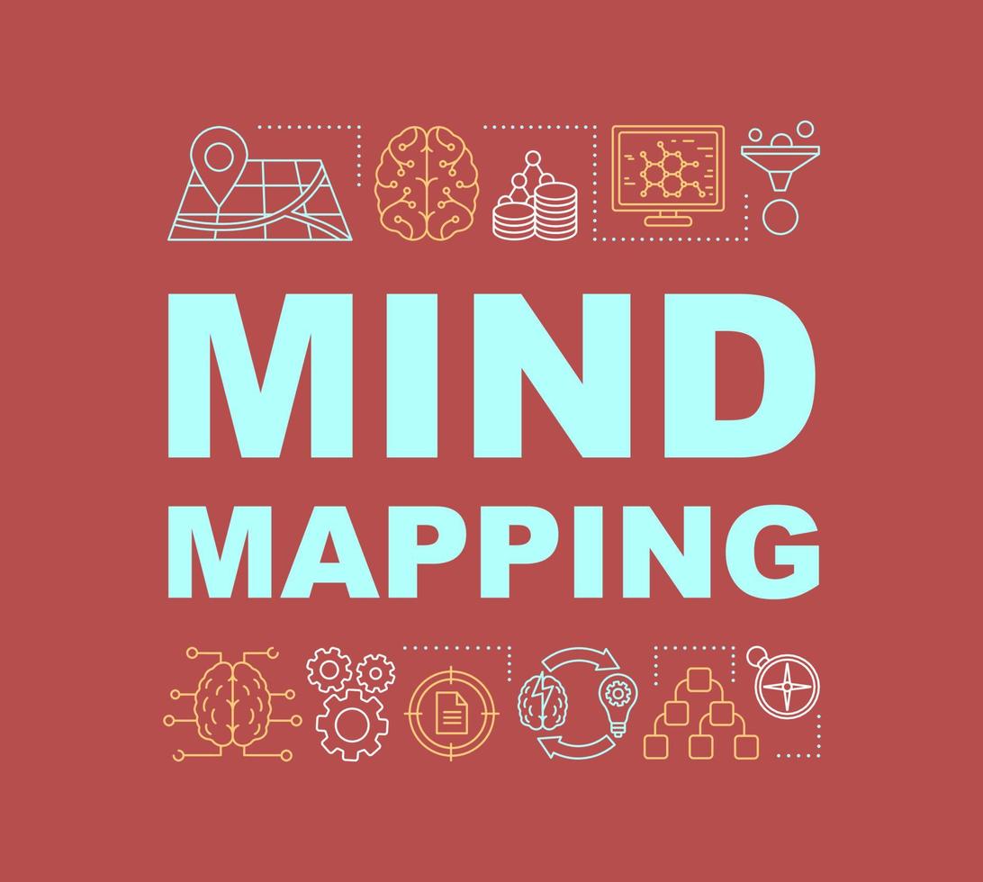 bannière de concepts de mots de cartographie mentale. Esprit critique. Big Data. idée de typographie de lettrage isolé avec des icônes linéaires. compétences analytiques. Analyse des données. illustration de contour de vecteur