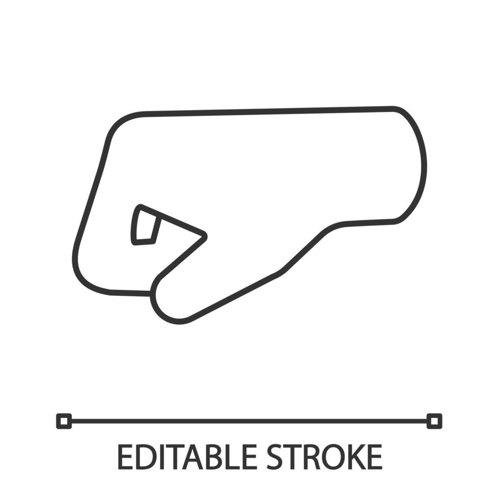 icône linéaire emoji poing gauche. illustration de la ligne mince. poing tourné vers la gauche. coup de poing. brofiste. symbole de contour. dessin de contour isolé de vecteur. trait modifiable vecteur