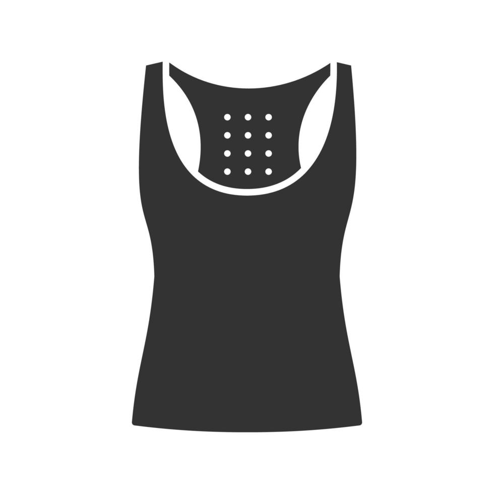 icône de glyphe de débardeur de sport. tee-shirt sans manches. symbole de la silhouette. espace négatif. illustration vectorielle isolée vecteur