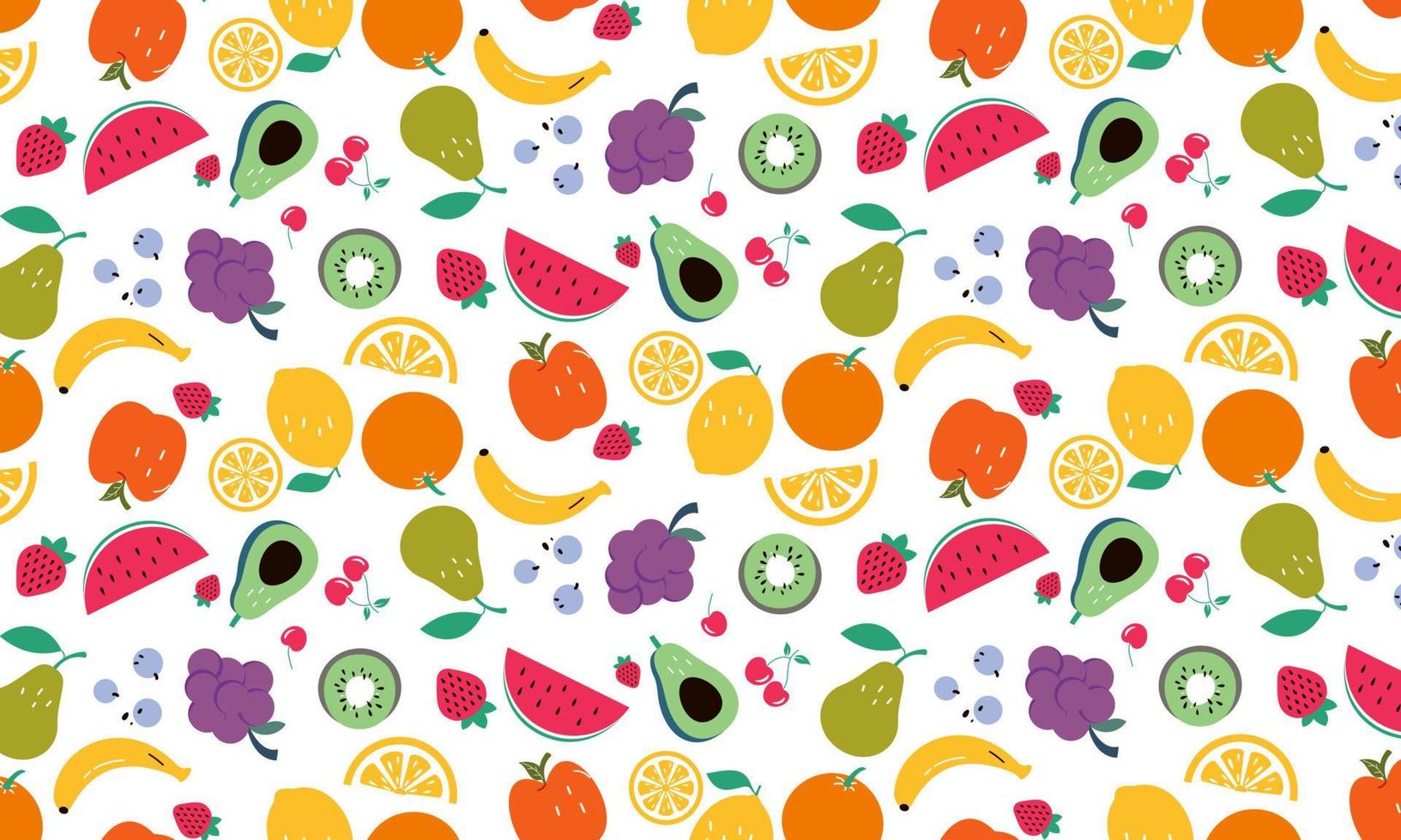 collection de fruits dans des illustrations de style plat dessinés à la main vecteur