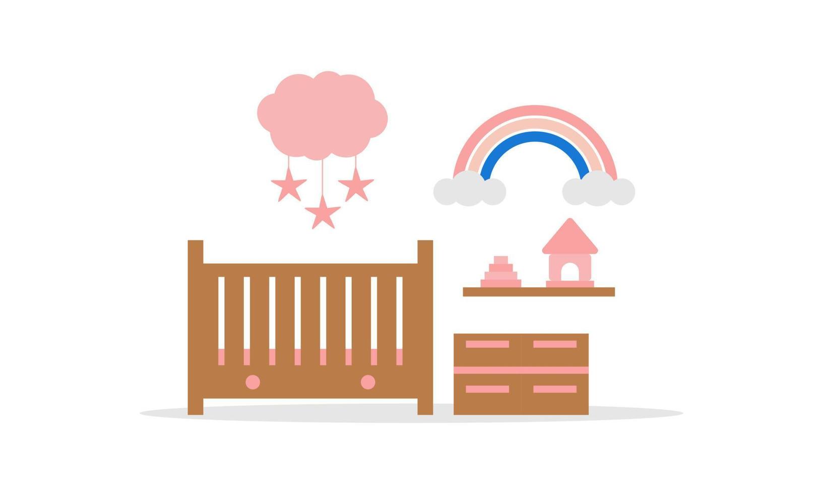 logo de décoration de chambre d'enfant. chambre de meubles pour enfants vecteur