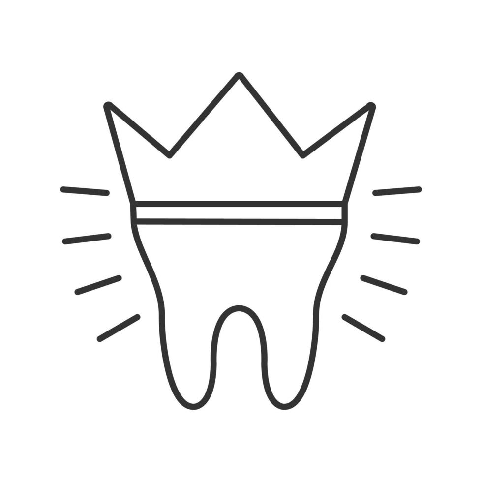 icône linéaire de couronne dentaire. illustration de la ligne mince. restauration dentaire. symbole de contour. dessin de contour isolé de vecteur