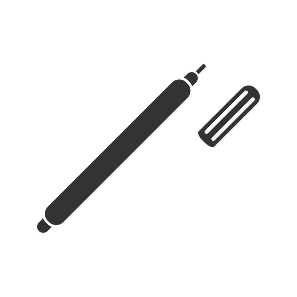 icône de glyphe de stylo marqueur. surligneur. symbole de la silhouette. espace négatif. illustration vectorielle isolée vecteur