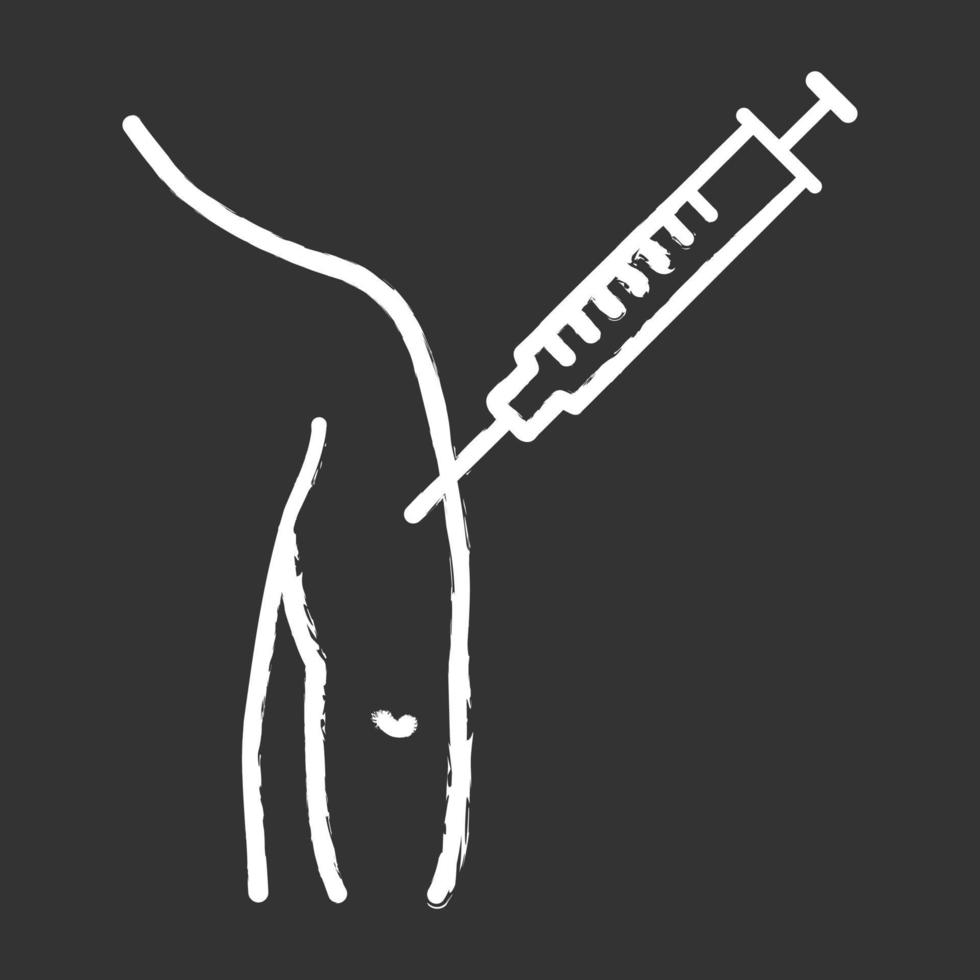 injection dans l'icône de craie du bras de l'homme. bcg, hépatite, vaccination contre la diphtérie et vaccin. prévention des maladies. illustration de tableau vectoriel isolé