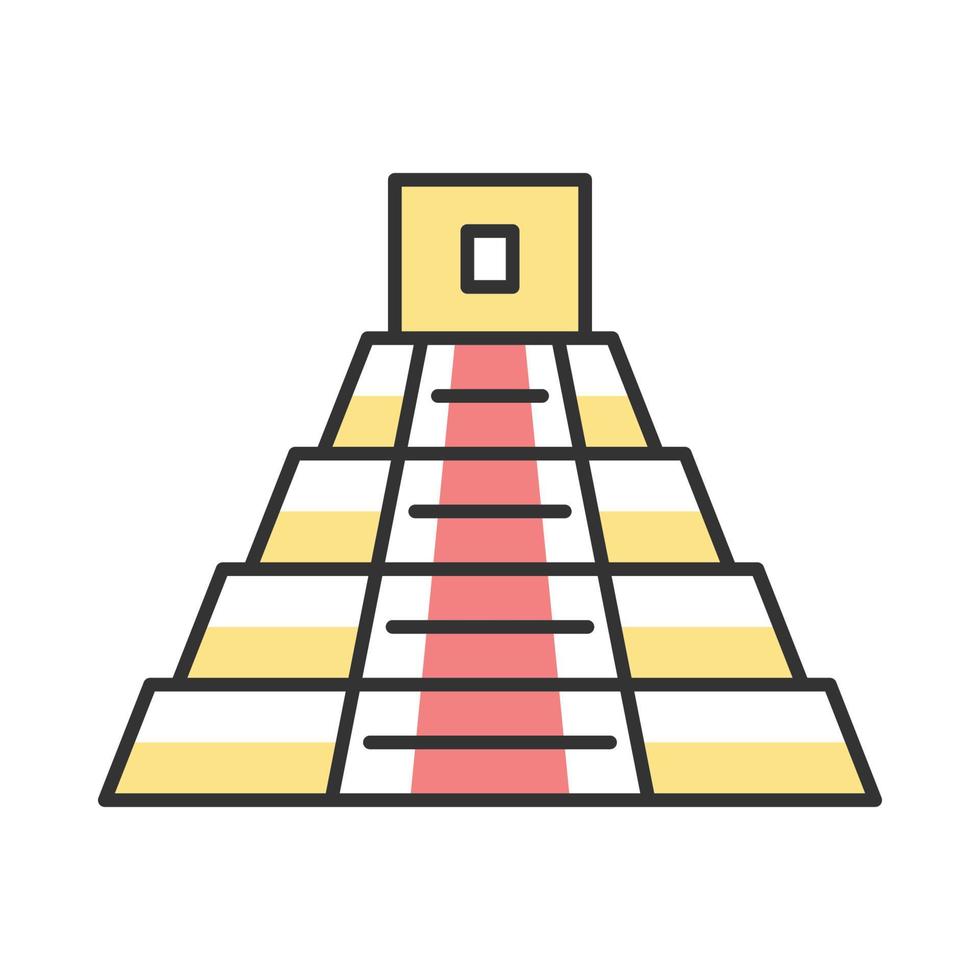 icône de couleur pyramide mexicaine. teotihuacan. pyramide maya. escaliers vers le haut. illustration vectorielle isolée vecteur