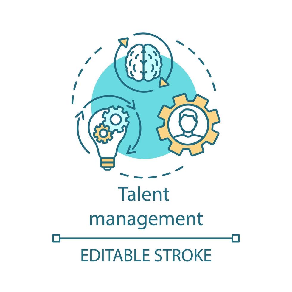 icône de concept de gestion des talents. développer et conserver une illustration mince d'idée d'employé. coaching spécialisé à haut potentiel. programme de formation des travailleurs. dessin de contour isolé de vecteur. trait modifiable vecteur