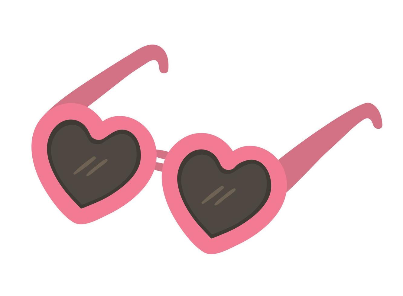 lunettes de soleil de vecteur isolés sur fond blanc. Élément clipart de lunettes de protection contre le soleil d'été rose. lunettes en forme de cœur. jolie illustration d'accessoire plat pour les enfants. objet de plage de vacances.