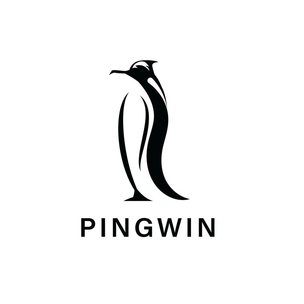 Oiseau pingouin face au logo de conception d'illustration Modèle vecteur