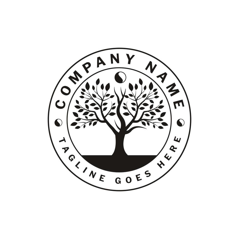 arbre généalogique de la vie timbre sceau emblème.illustration vintage du logo de la silhouette de l'arbre vecteur