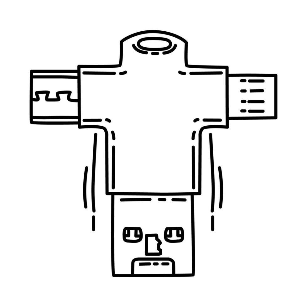 icône du lecteur de carte. doodle style d'icône dessiné à la main ou contour. vecteur