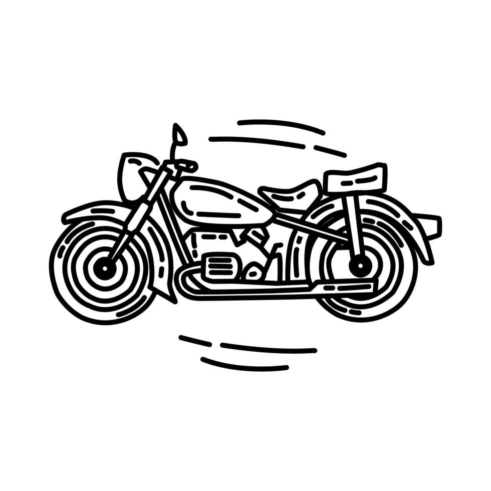 icône de moto vintage. doodle style d'icône dessiné à la main ou contour. vecteur