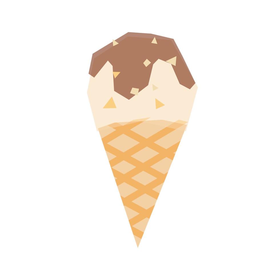 icône de crème glacée enrobée de chocolat. cornet de crème glacée recouvert de miettes et de pépites. vecteur