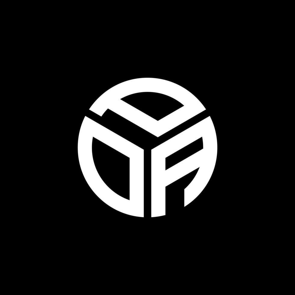 création de logo de lettre poa sur fond noir. concept de logo de lettre initiales créatives poa. conception de lettre poa. vecteur