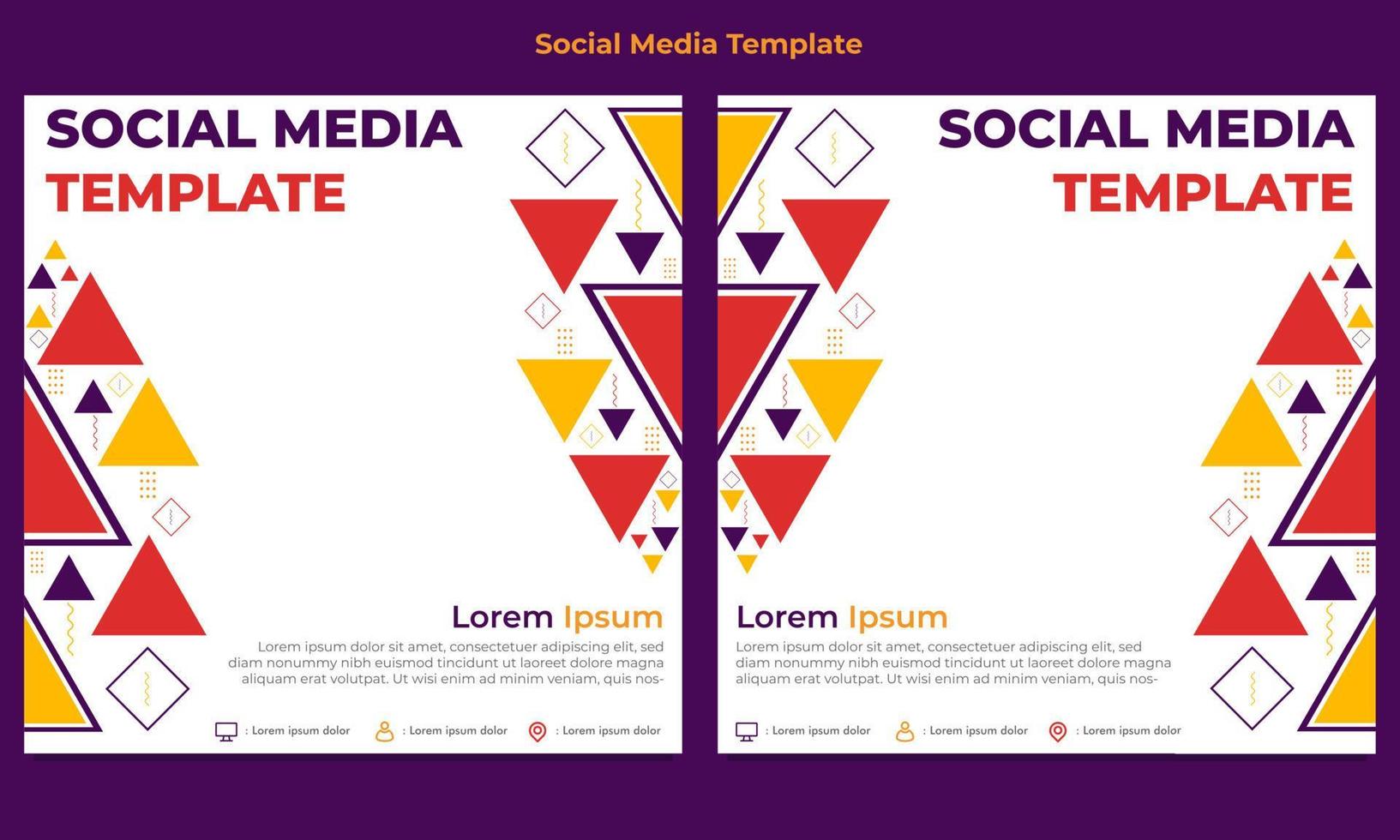 modèle de publication sur les médias sociaux de forme géométrique de triangle coloré vecteur