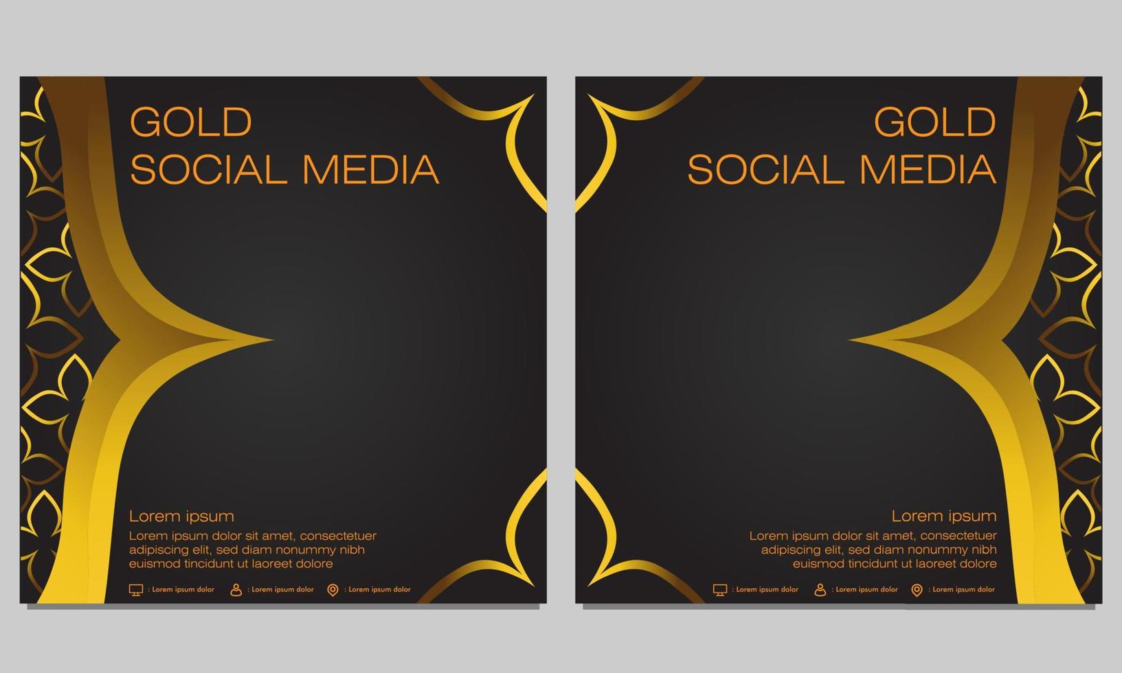 modèle de publication sur les médias sociaux en or noir vecteur