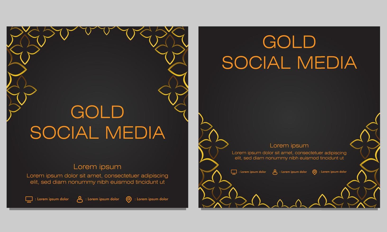 modèle de publication sur les médias sociaux floral doré vecteur