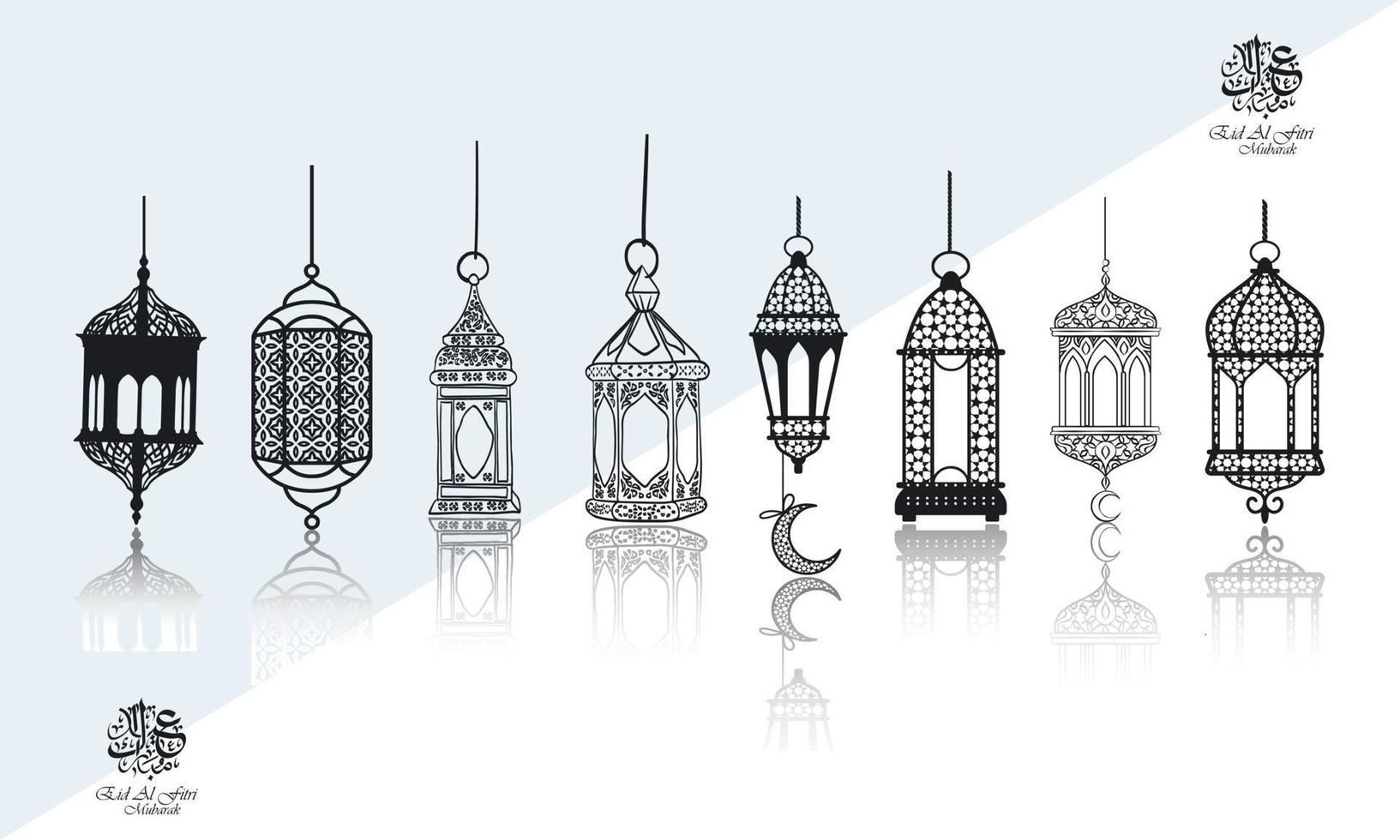 ensembles d'icônes de lampe islamique fotograami vecteur