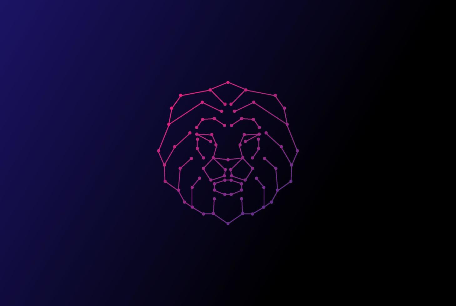 tête de lion futuriste tech circuit imprimé logo design vecteur