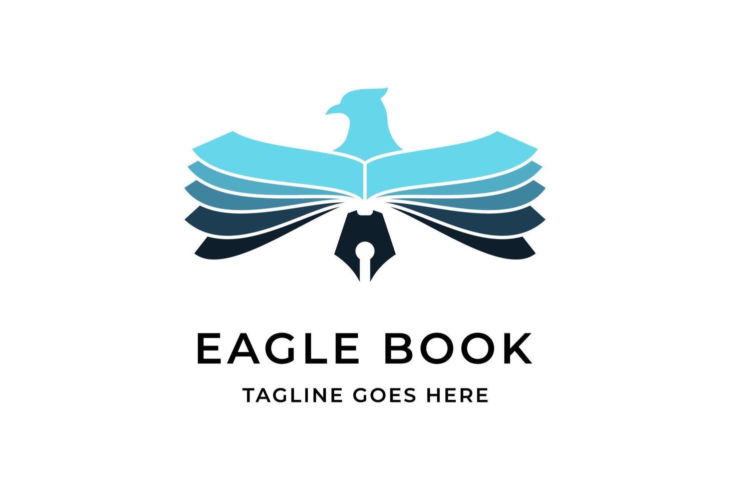 eagle hawk phoenix avec livre et stylo pour l'éducation école collage université logo design vecteur