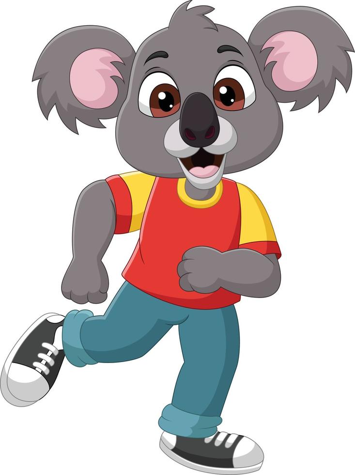 koala drôle de dessin animé dans des vêtements posant vecteur