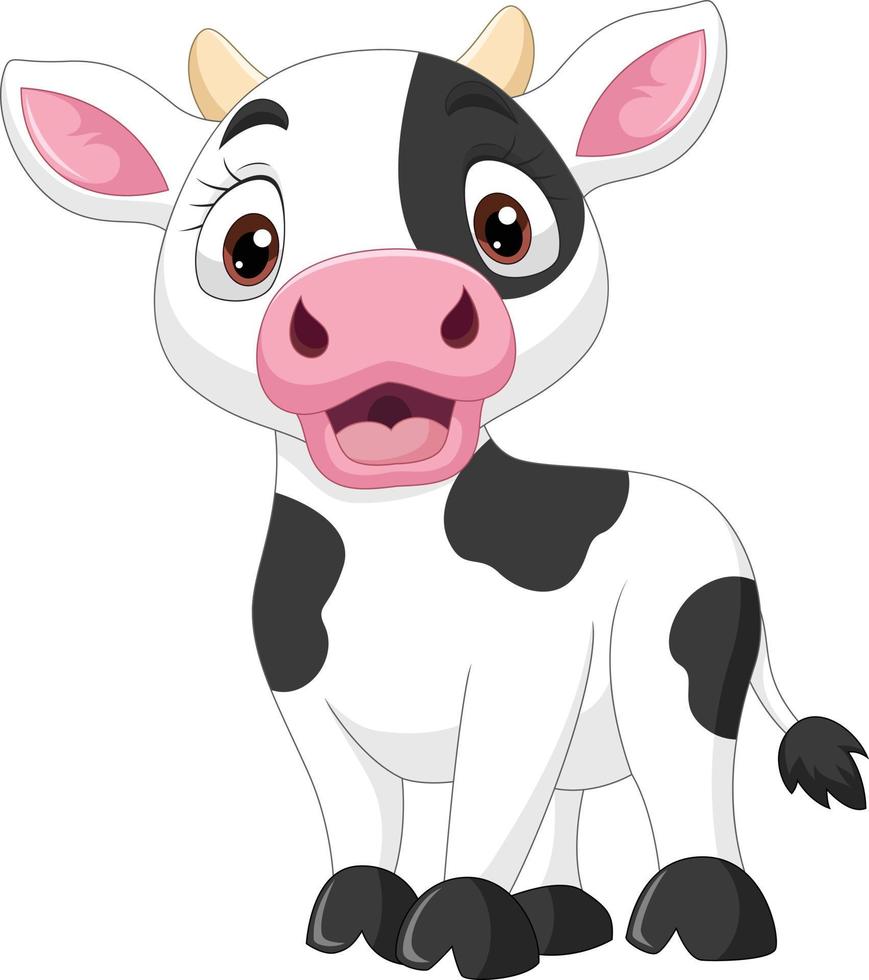 mignon, bébé, vache, dessin animé, blanc, fond vecteur