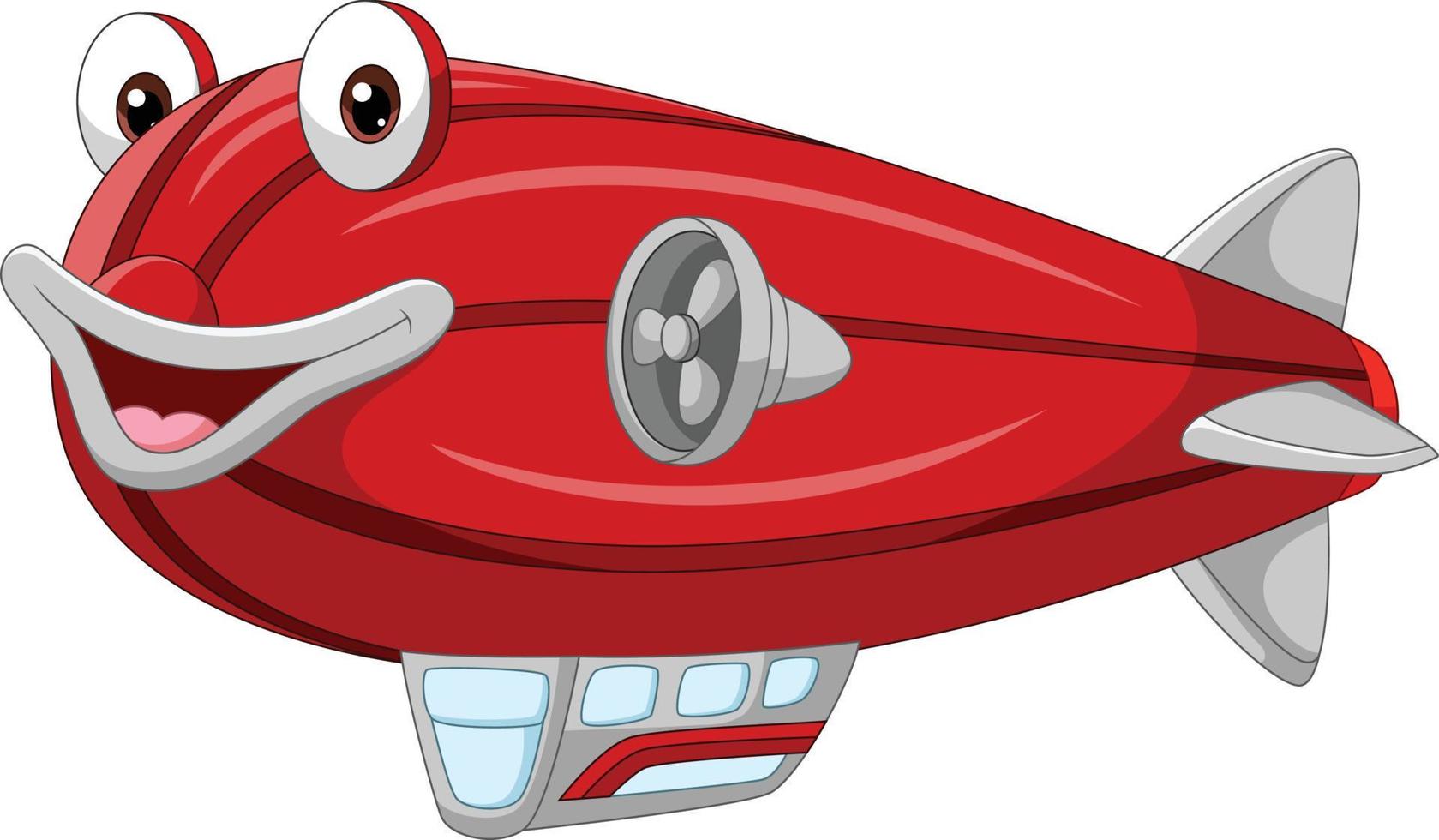 dessin animé souriant mascotte de zeppelin rouge vecteur