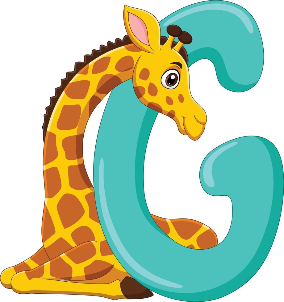 lettre de l'alphabet g pour girafe vecteur
