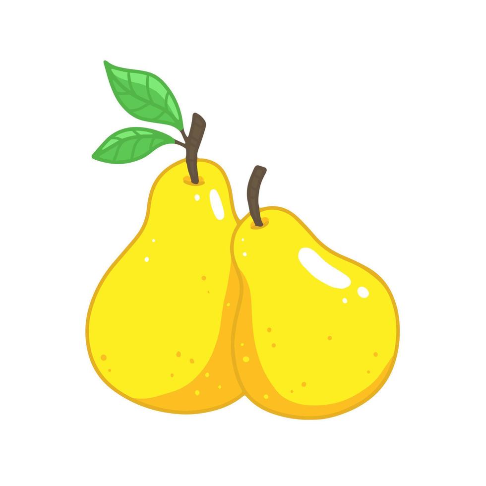 deux poires avec une feuille de style dessin animé. illustration vectorielle de nourriture de fruits. vecteur