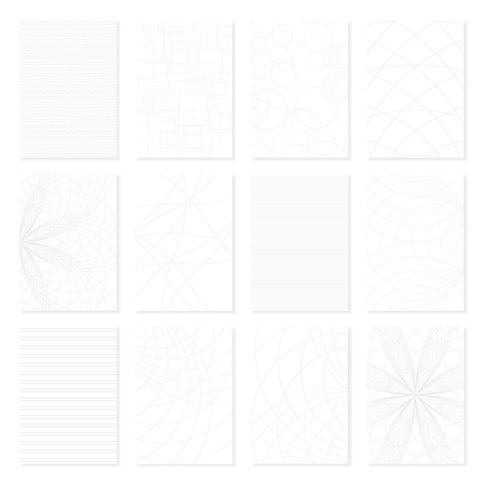 ensemble de motifs géométriques pour document commercial ou papier. vecteur