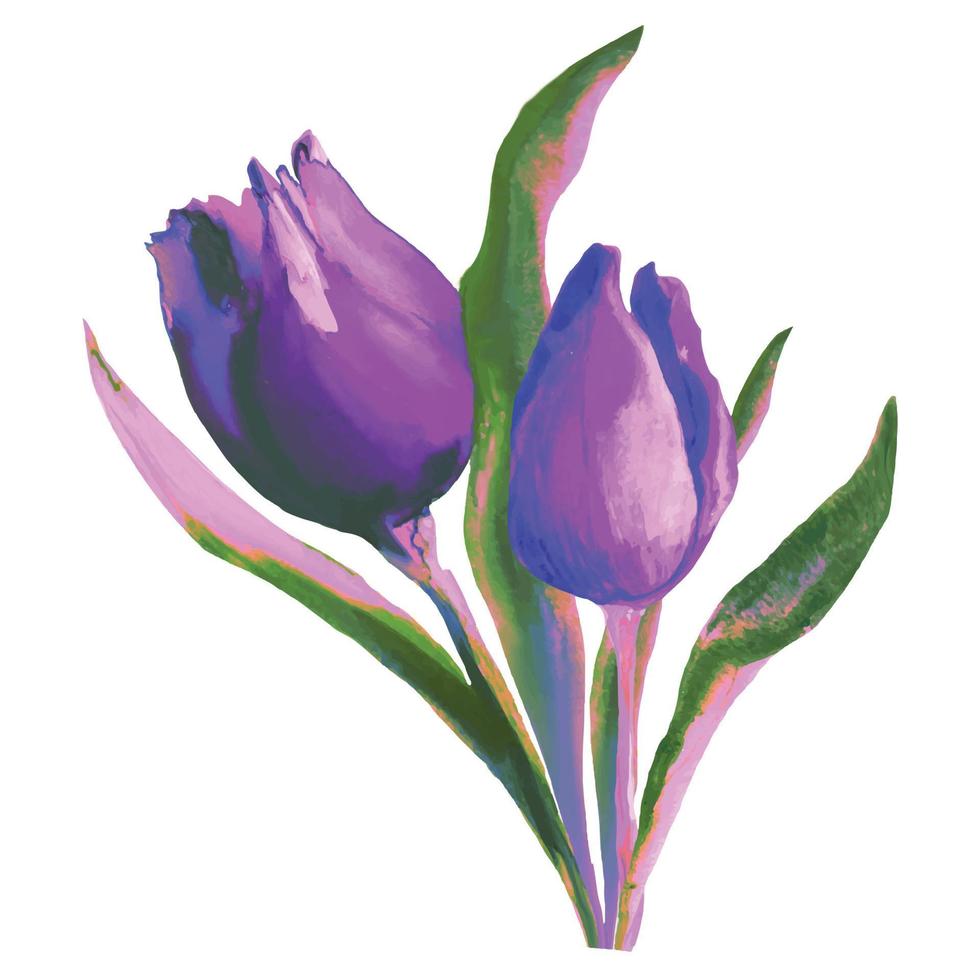 tulipes roses dans une illustration de bouquet vecteur