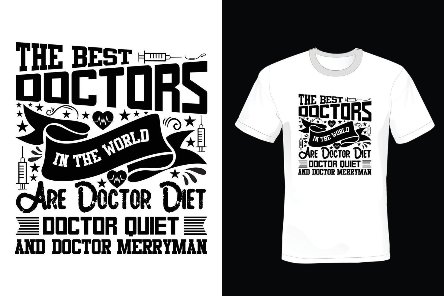 conception de t-shirt médecin, vintage, typographie vecteur