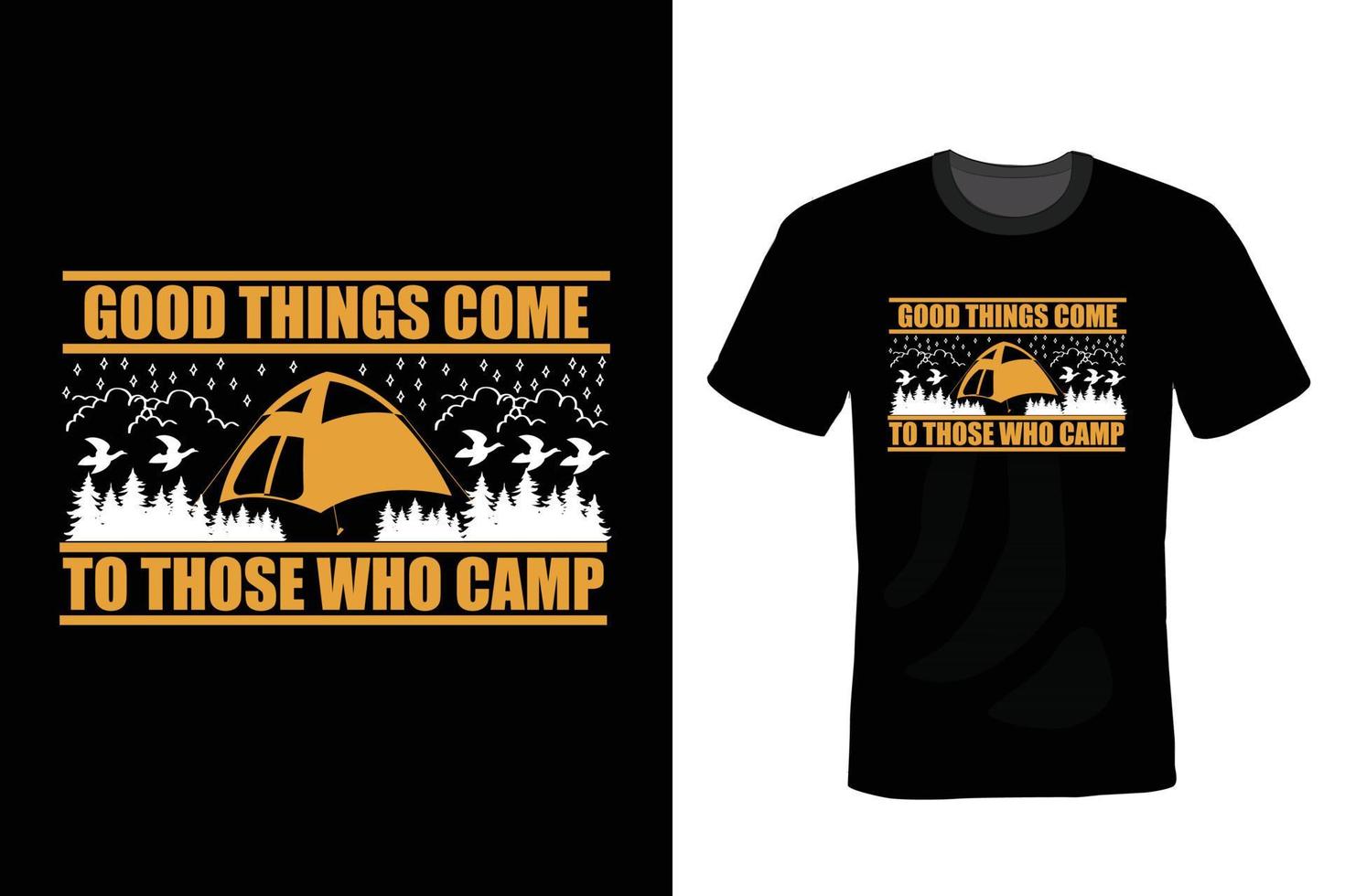 conception de t-shirt de camping, vintage, typographie vecteur