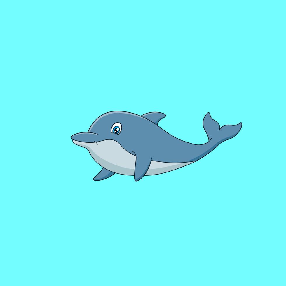 dessin animé mignon et adorable de dauphin vecteur