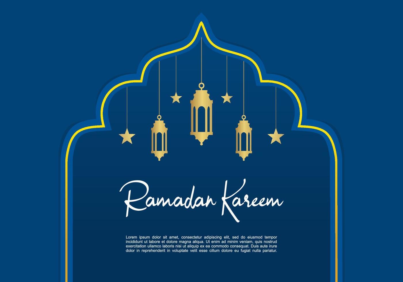 carte de voeux ramadan kareem avec ornements islamiques, étoiles, lanternes vecteur